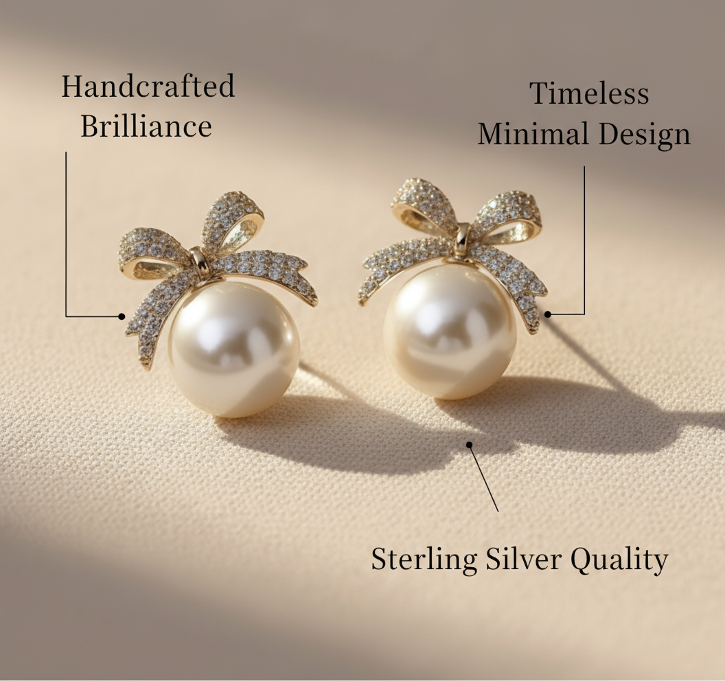 Paris Ribbon Pearl Studs