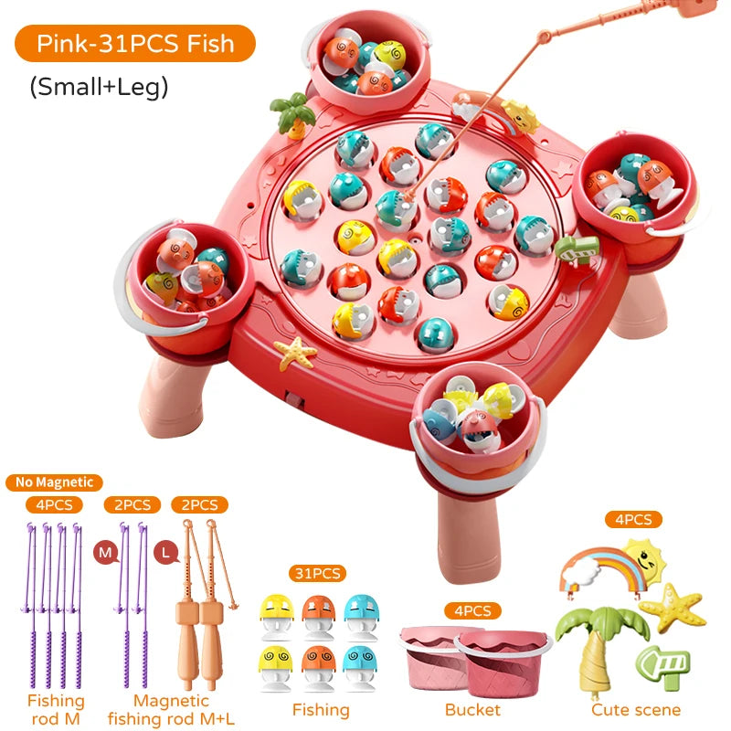 Kids Magnetic Fishing Play for Children Electric Fishing Toy Have Music Spinning Game Fish Rod Education Baby 3 Year Gifts
