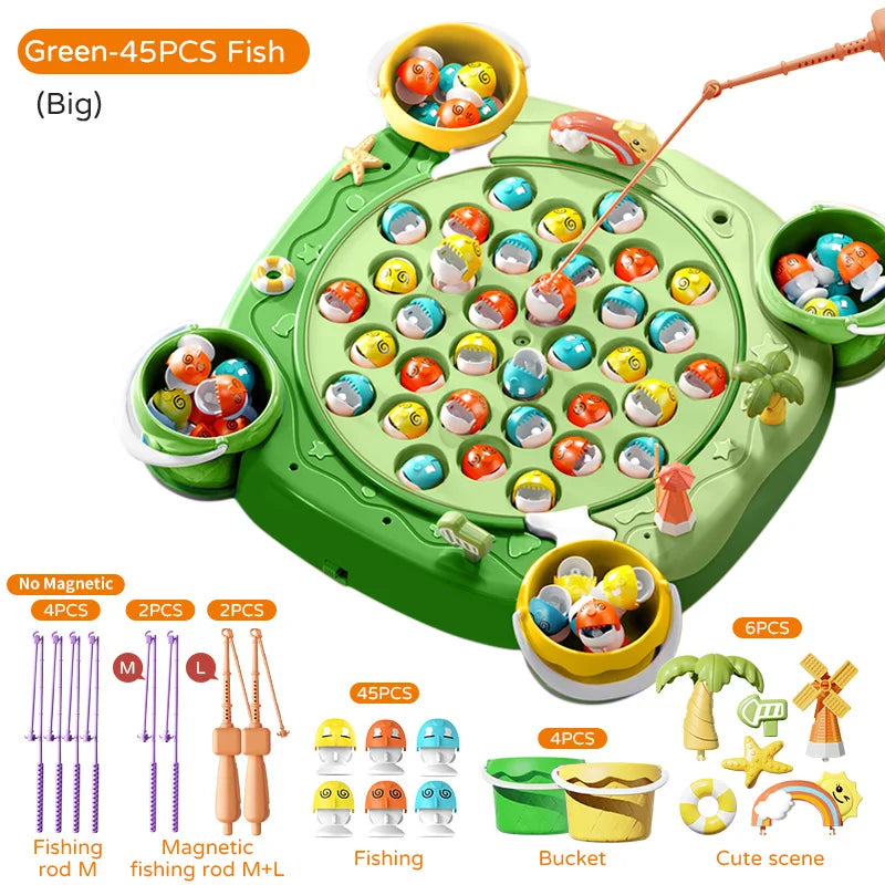 Kids Magnetic Fishing Play for Children Electric Fishing Toy Have Music Spinning Game Fish Rod Education Baby 3 Year Gifts