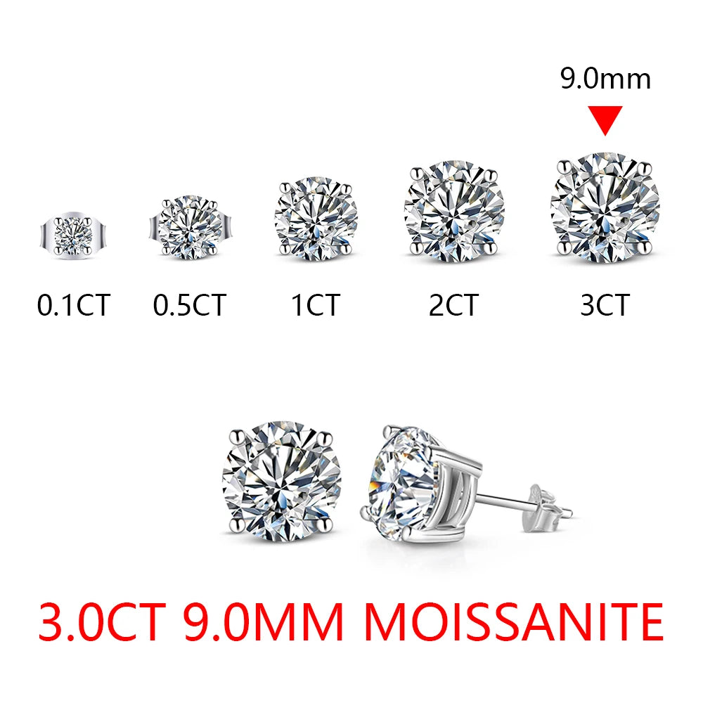 Sparkling Moissanite Stud Earrings – 925 Sterling Silver