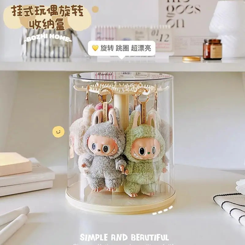 New labubu pendant display box rotating transparent labubu plush doll figure blind box storage display stand girl gifts