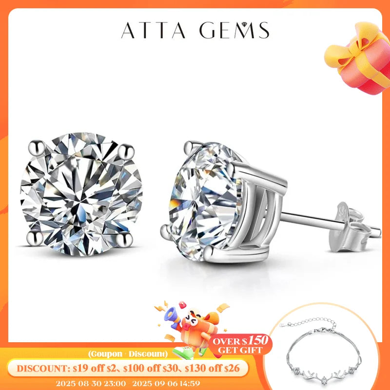 Sparkling Moissanite Stud Earrings – 925 Sterling Silver
