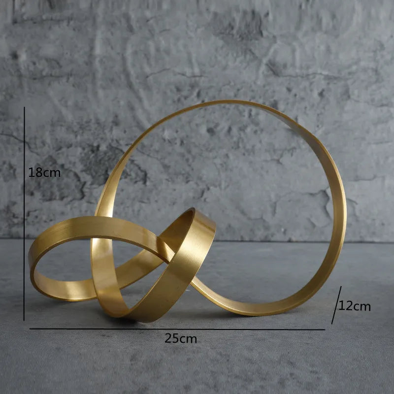Creative Gold Crafts Knot Golden Line Hollow Out Metal Figurine Winding Rope Decorative Figurines Home Decoration Accessories