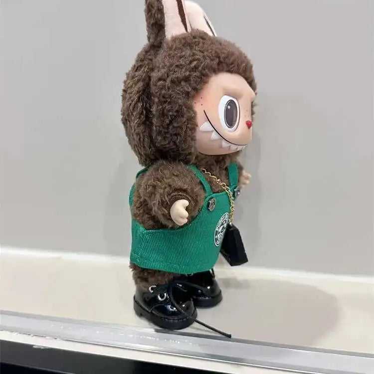 Labubu 17cm Doll's Clothes The Monsters Outfit Accessories Clothing Cartoon Green Coffee Dress Shoes