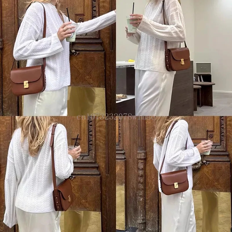 Genuine Leather Shoulder Bag for Women Crossbody Bag  Female Luxury Designer Bags Classic Crossbody Square Bags Commuting Bag