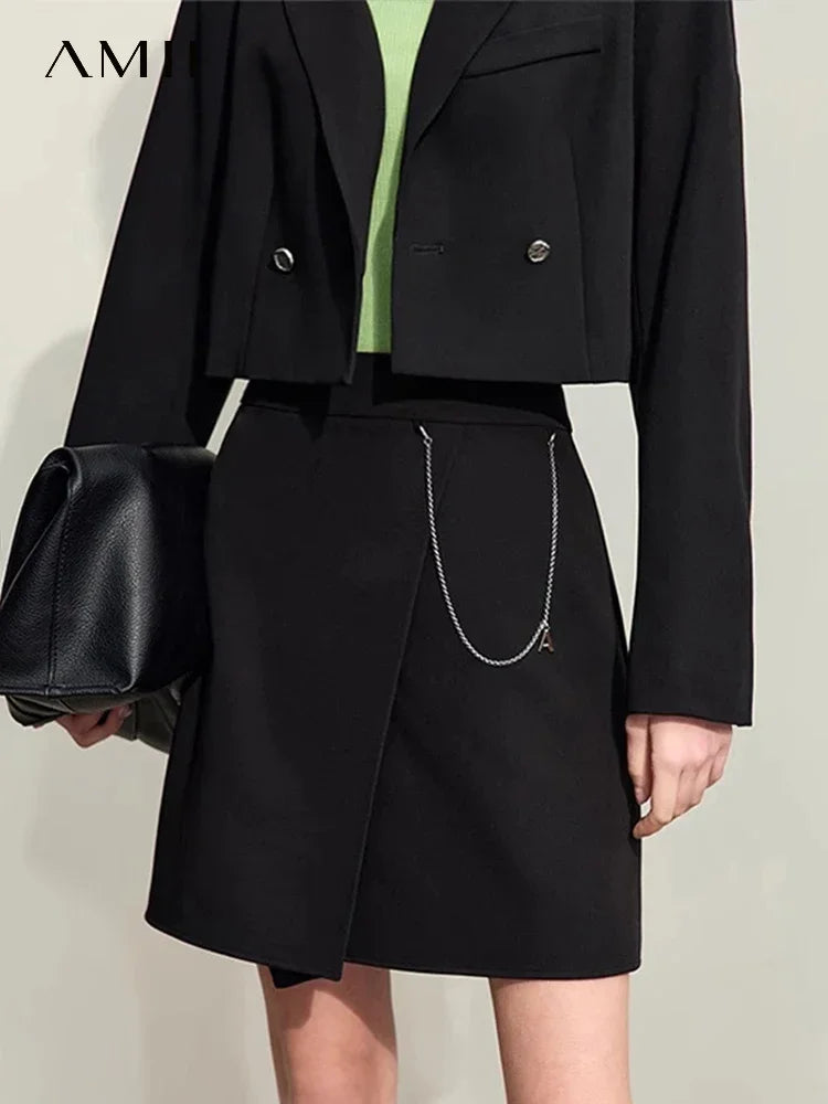 Minimalist Casual Shorts Skirts Women High Waist 2025 Spring New Fashion Commuter Straight A-Line Skirt