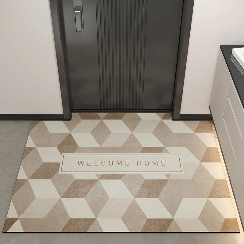 Geometric Pattern Door Mat Washble Rug Stain Resistant Anti Slip Backing Rugs for Living Room