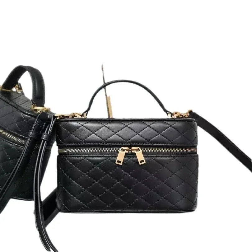 2024 New Argyllcow Leather Box Bag Cosmetic Lunch Bag High-End Feel Single Shoulder Slant Cross Women's Bag Small Square Bag