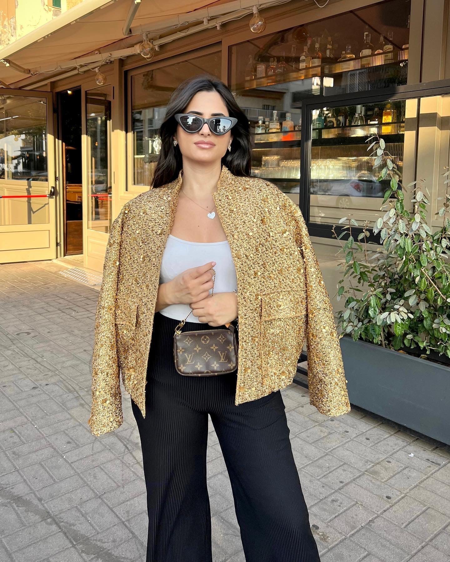 Women's Sequined Bomber Jacket Fall New Round Neck Long Sleeve Pocket Stretch Hem Sequins Jacket Coat Female Chic Outerwear