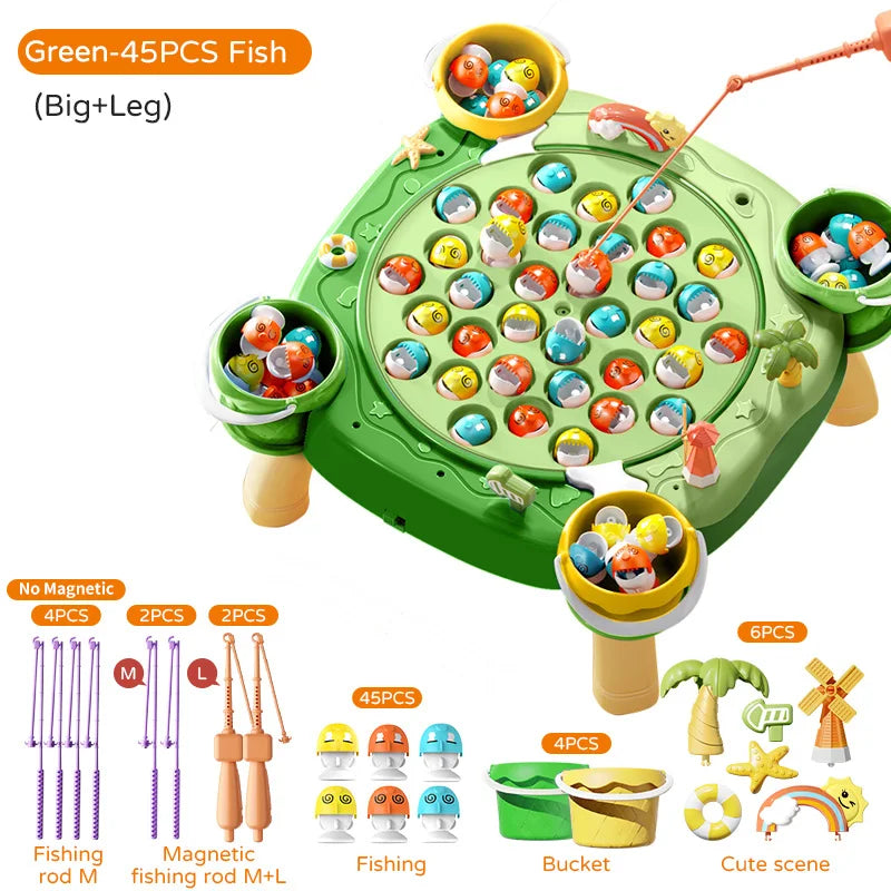 Kids Magnetic Fishing Play for Children Electric Fishing Toy Have Music Spinning Game Fish Rod Education Baby 3 Year Gifts