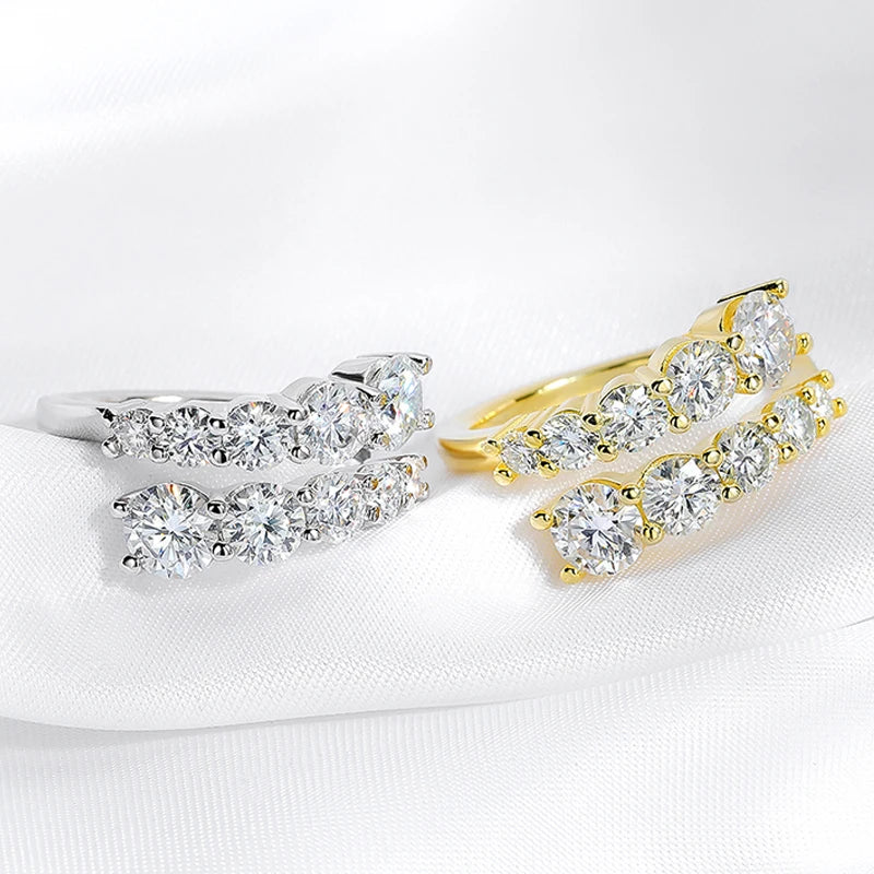 Women's Moissanite Band Ring – 10 Dazzling Lab Diamonds