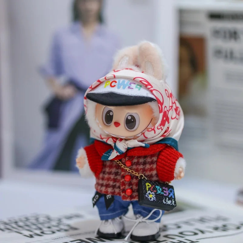 15cm/17cm South Korea Star Labubu V1 Sitting Party V2 Macaron Doll Clothes Cute Red Trend