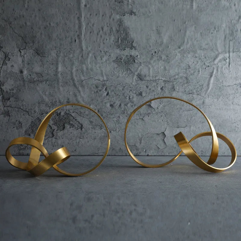 Creative Gold Crafts Knot Golden Line Hollow Out Metal Figurine Winding Rope Decorative Figurines Home Decoration Accessories