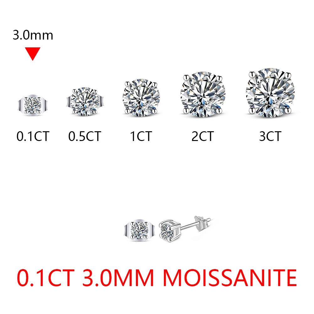 Sparkling Moissanite Stud Earrings – 925 Sterling Silver
