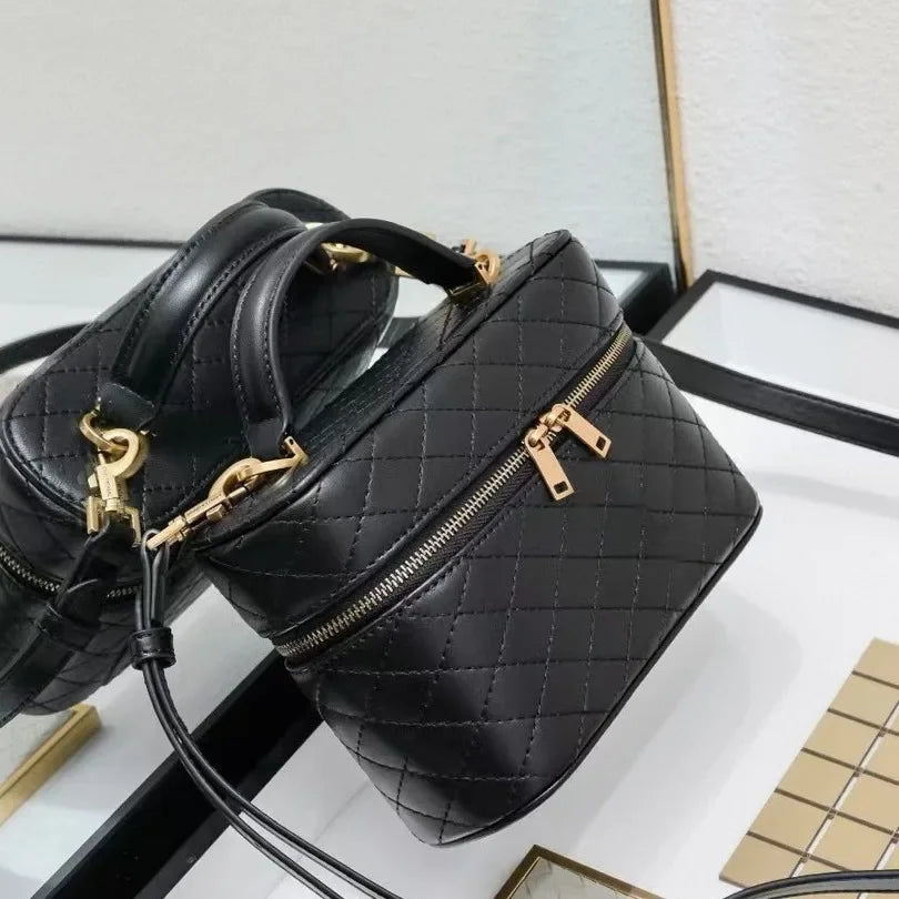 2024 New Argyllcow Leather Box Bag Cosmetic Lunch Bag High-End Feel Single Shoulder Slant Cross Women's Bag Small Square Bag