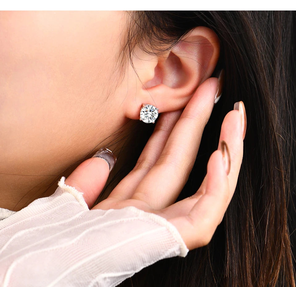 Sparkling Moissanite Stud Earrings – 925 Sterling Silver