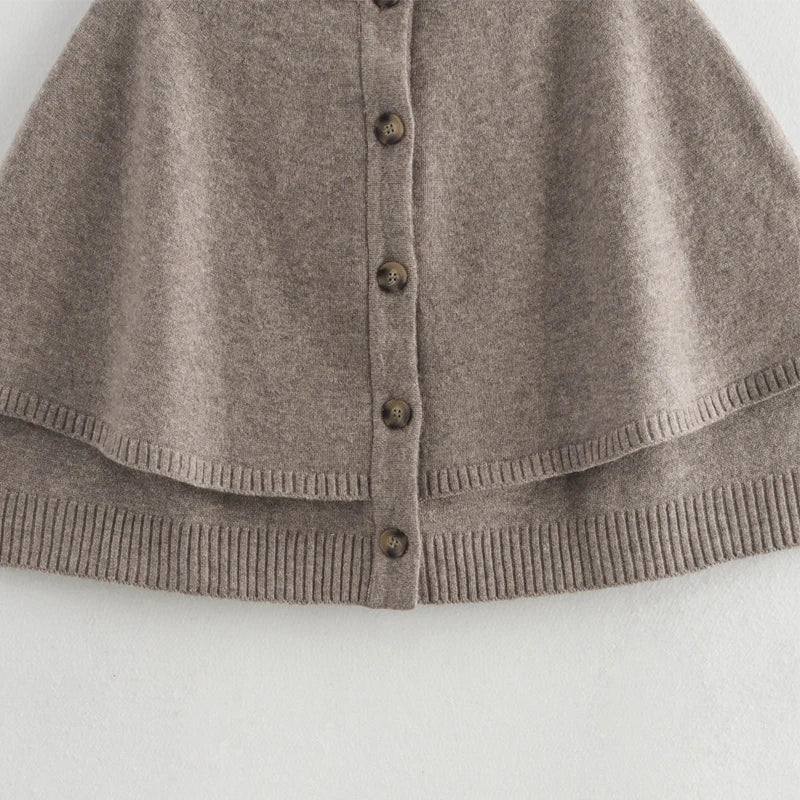 TRAF Knit Cape Cardigan for Women Shawl Winter Coats woman 2024 Cropped Coat Ponchos for Women Fashion Outerwear Cloaks of Woman
