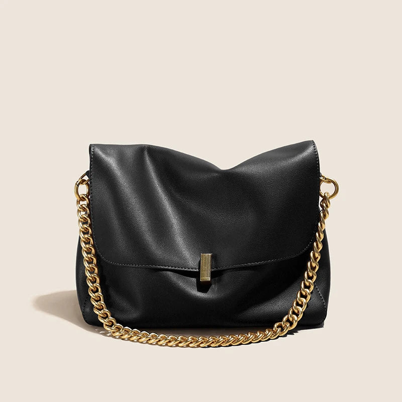 Toptrends Genuine Leather Large Chain Shoulder For Women 2025 Luxury Designer Office Messenger Bags Satchel Cow Ladies Handbags