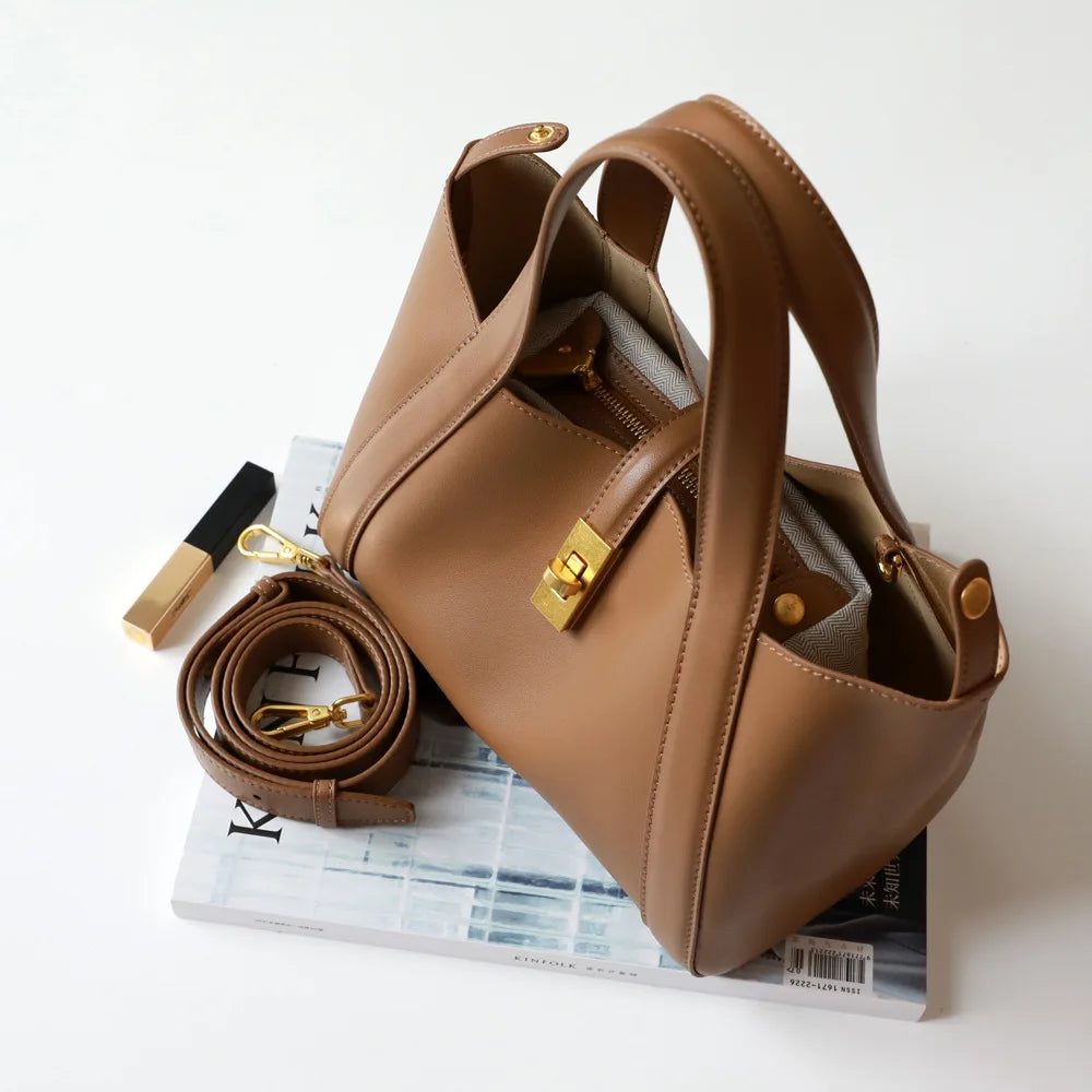 Genuine Leather Bucket Bag