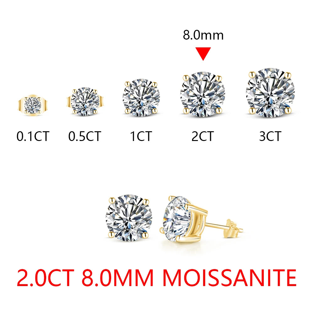 Sparkling Moissanite Stud Earrings – 925 Sterling Silver