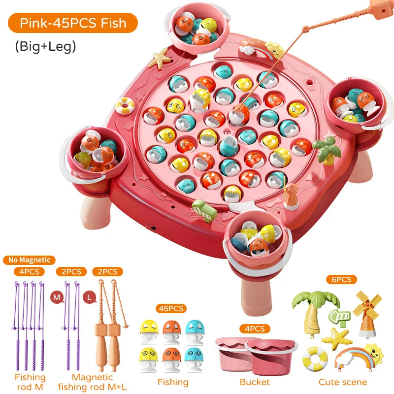 Kids Magnetic Fishing Play for Children Electric Fishing Toy Have Music Spinning Game Fish Rod Education Baby 3 Year Gifts