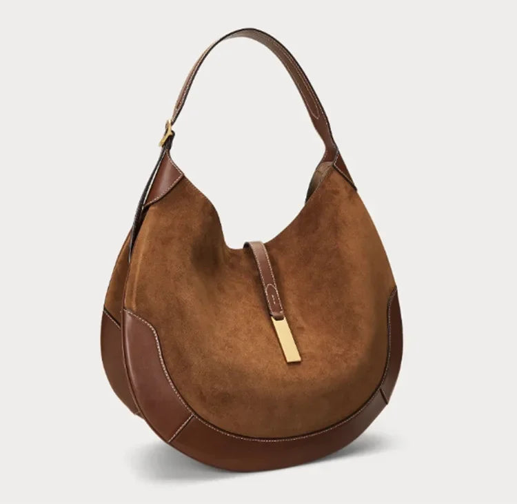 Trendy Cross-Border Women's Underarm Chamois Leather Ruffle Design Dumpling Bag Tote Bag Moon Shark Bag Handbag Chic Style