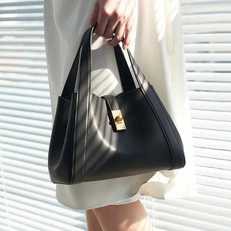 Genuine Leather Bucket Bag