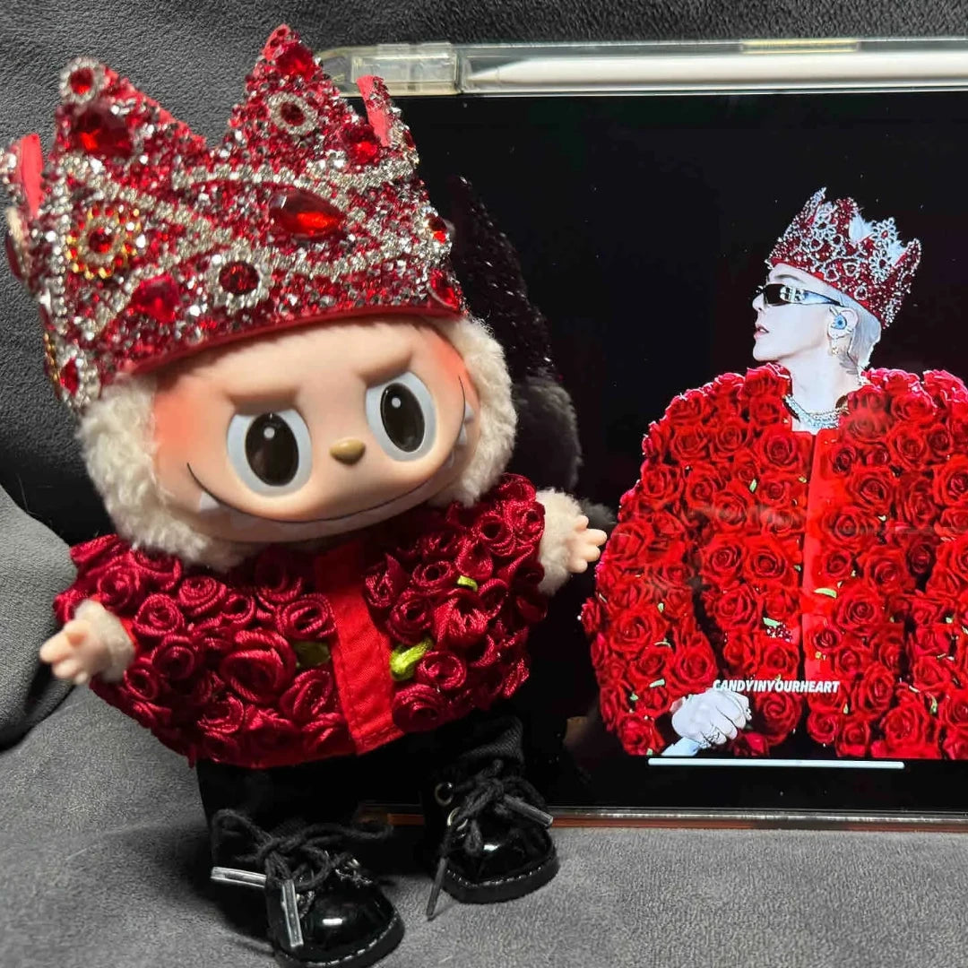 17cm For Labubu Clothes G-D Same Style Zimomo  Red Rose Green Suit Pink Suit Set Collection Baby Dress No Doll Only Outfits