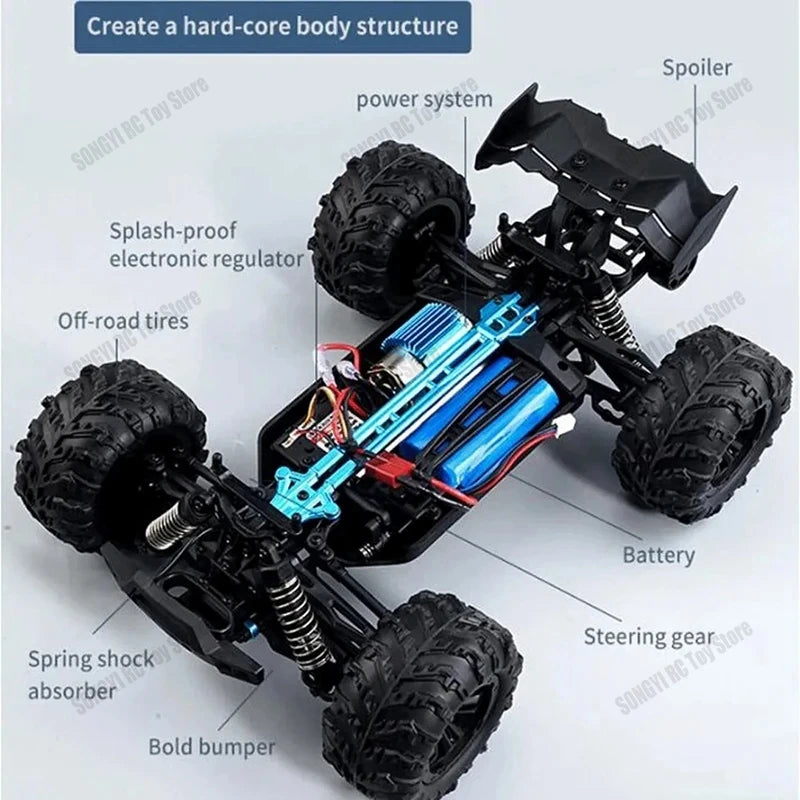 50 or 80KM/H Rc Cars 1/16 Off Drift Road 4WD with LED 2.4G Waterproof Remote Control Monster Truck for Adults and Kids Toy Gift
