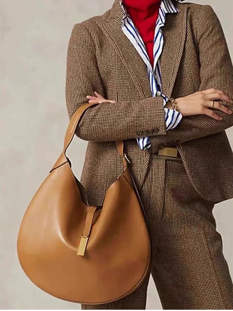 Trendy Cross-Border Women's Underarm Chamois Leather Ruffle Design Dumpling Bag Tote Bag Moon Shark Bag Handbag Chic Style