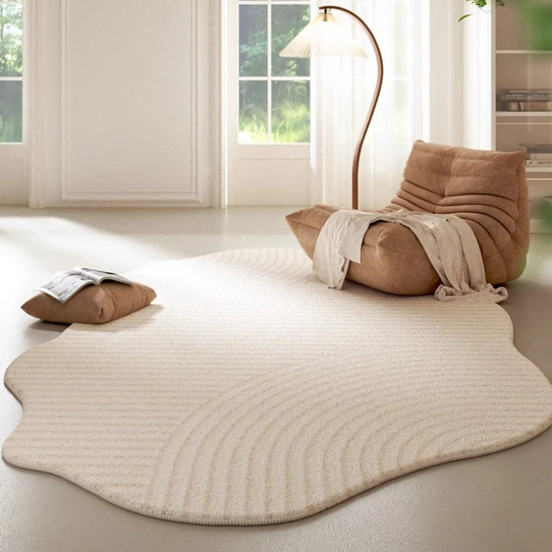 Cream Style Carpets for Living Room Irregular Shapes Bedroom Decor Soft Carpet Fluffy Plush Bedside Rug Washable Study Floor Mat