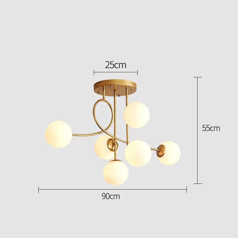 JUNYU Nordic Modern Magic Bean Glass Ceiling Chandelier LED Gold/Black Luxury Pendant Light for Living Room Bedroom Home Decor