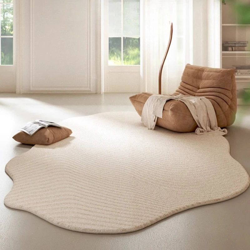 Cream Style Carpets for Living Room Irregular Shapes Bedroom Decor Soft Carpet Fluffy Plush Bedside Rug Washable Study Floor Mat