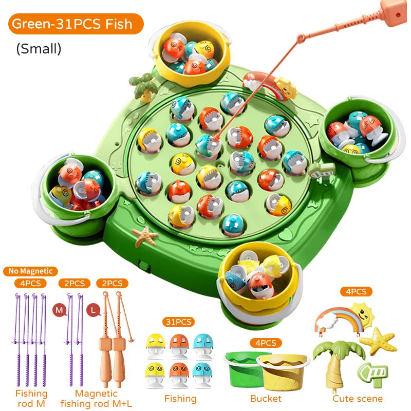 Kids Magnetic Fishing Play for Children Electric Fishing Toy Have Music Spinning Game Fish Rod Education Baby 3 Year Gifts
