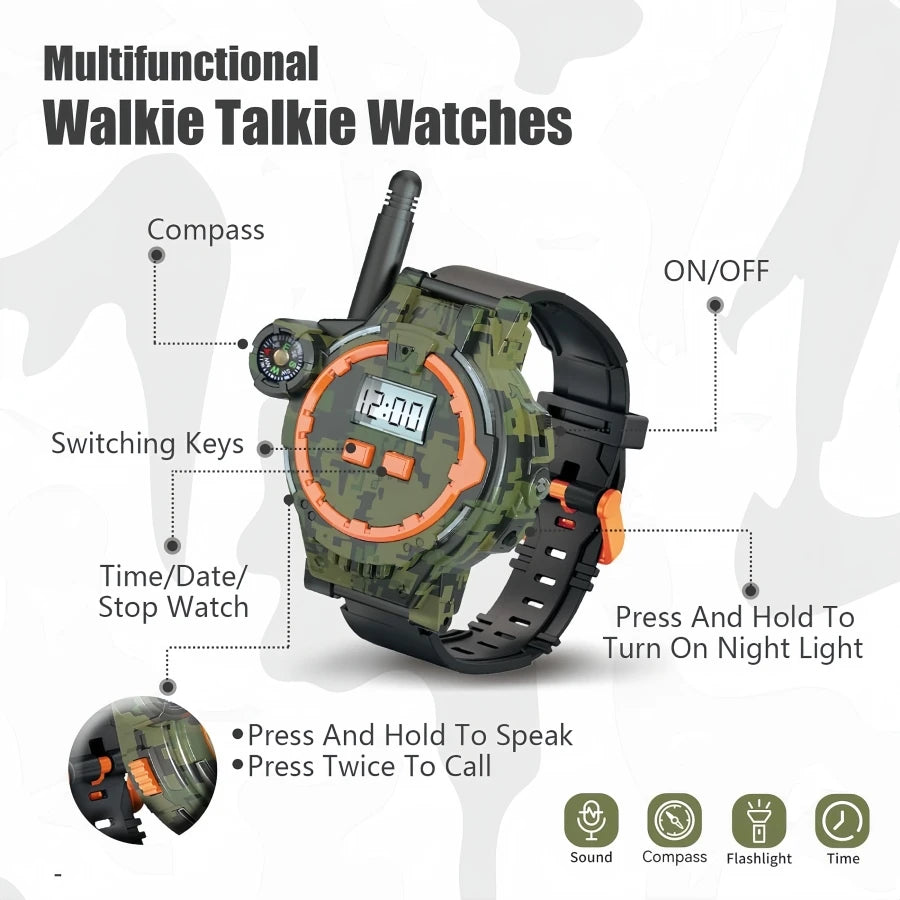 2PCS Rechargeable Walkie Talkies for Kids,Two-Way Radio Walky Talky with Flashlight and Compass,200 Meter Transmission Range,Out