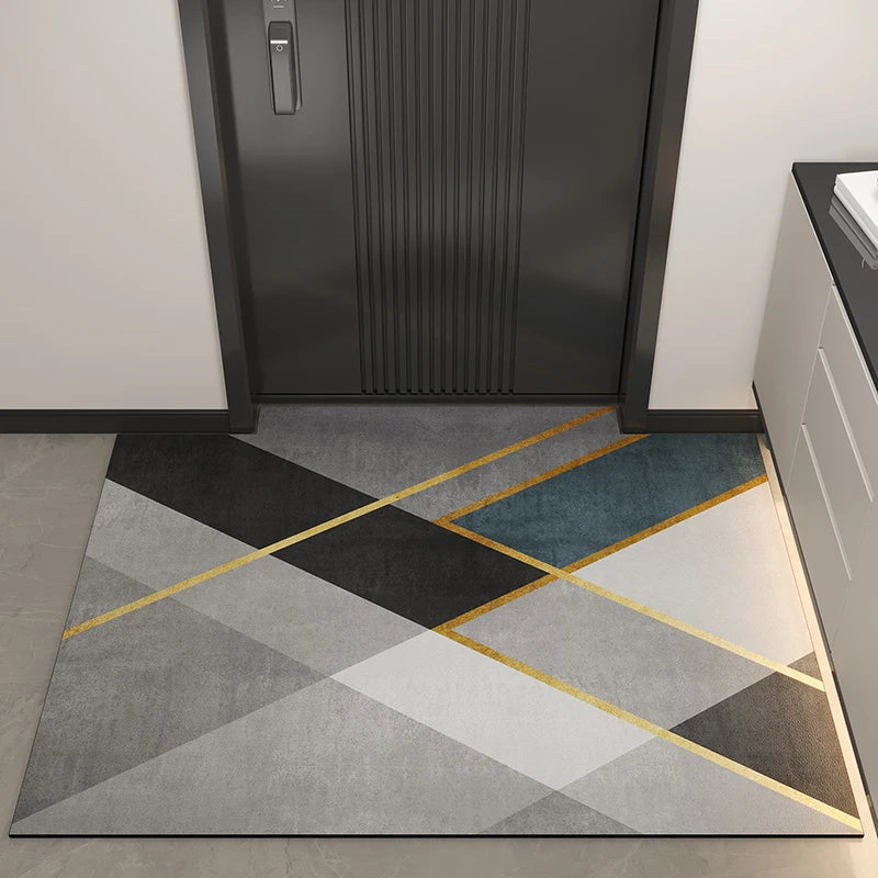 Geometric Pattern Door Mat Washble Rug Stain Resistant Anti Slip Backing Rugs for Living Room