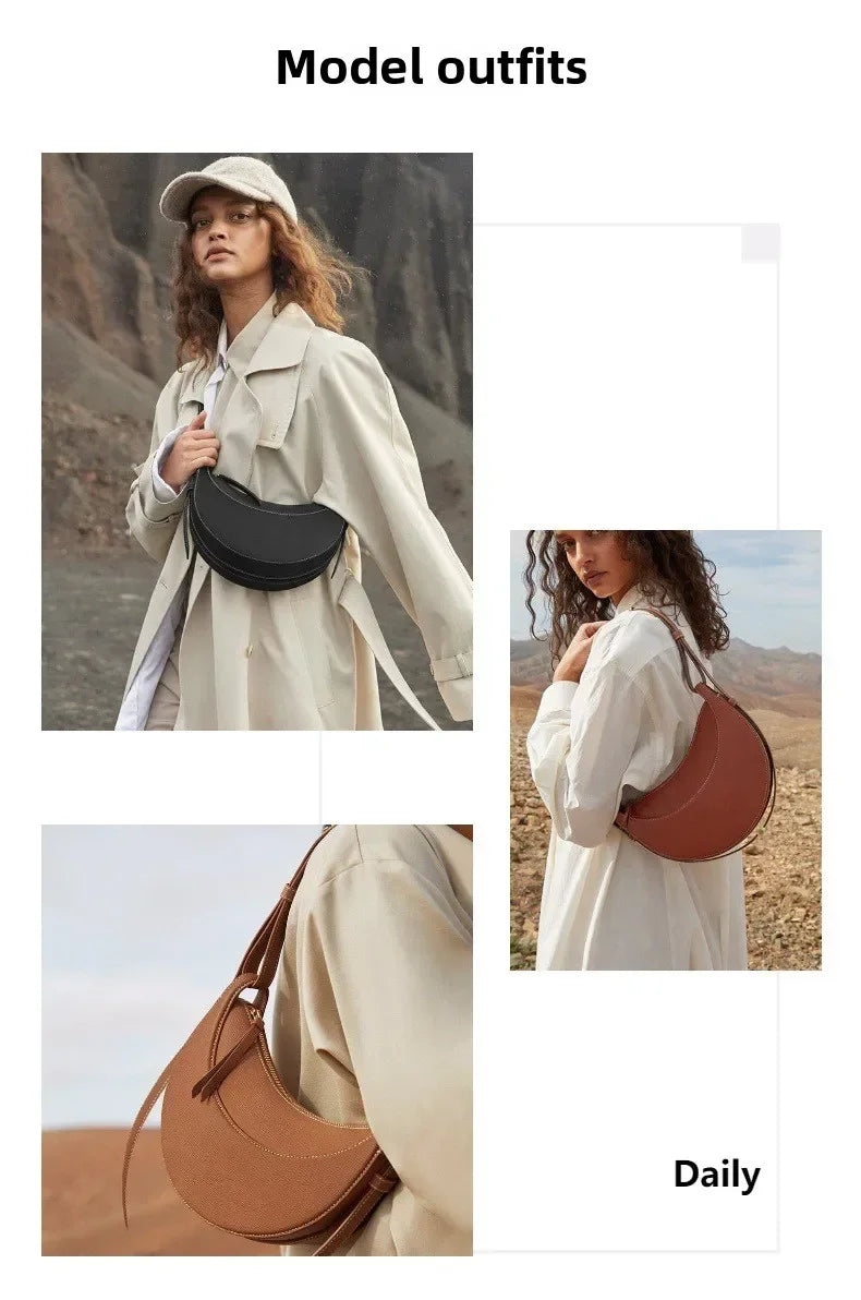 French niche design single shoulder crossbody bag crescent bag