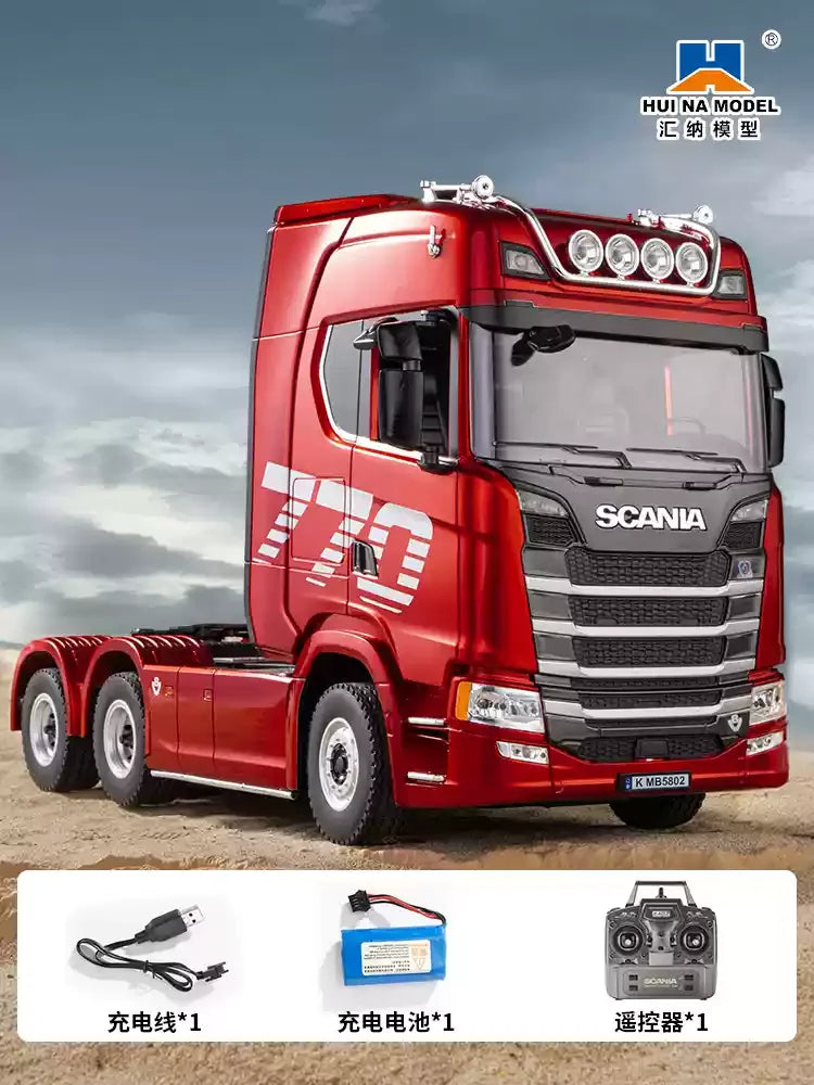 Remote control engineering car Huina Scania 770S trailer head alloy car model children's toy four-wheel drive ratio 501D