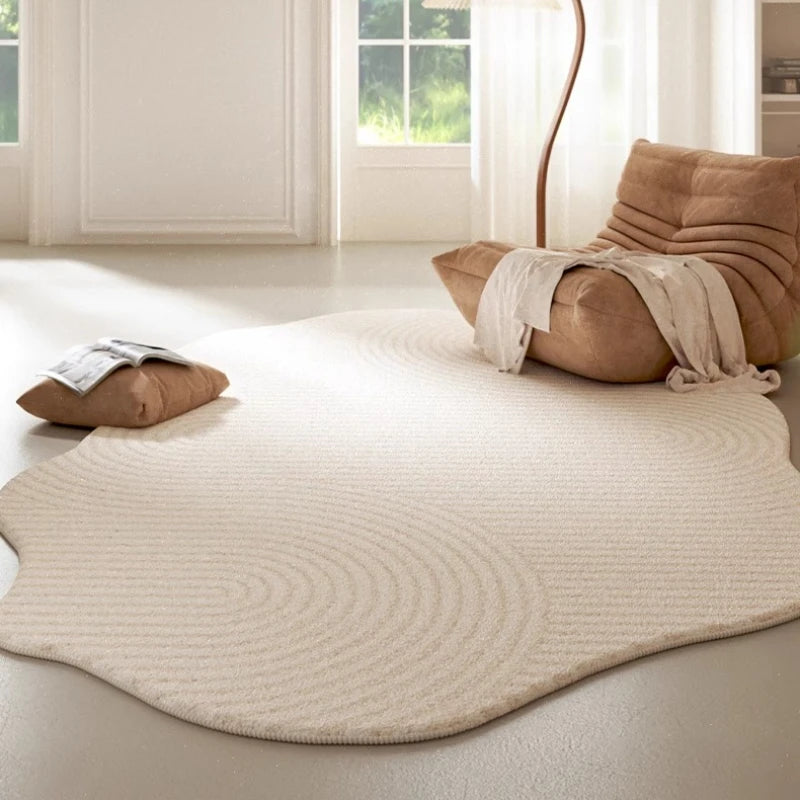 Cream Style Carpets for Living Room Irregular Shapes Bedroom Decor Soft Carpet Fluffy Plush Bedside Rug Washable Study Floor Mat