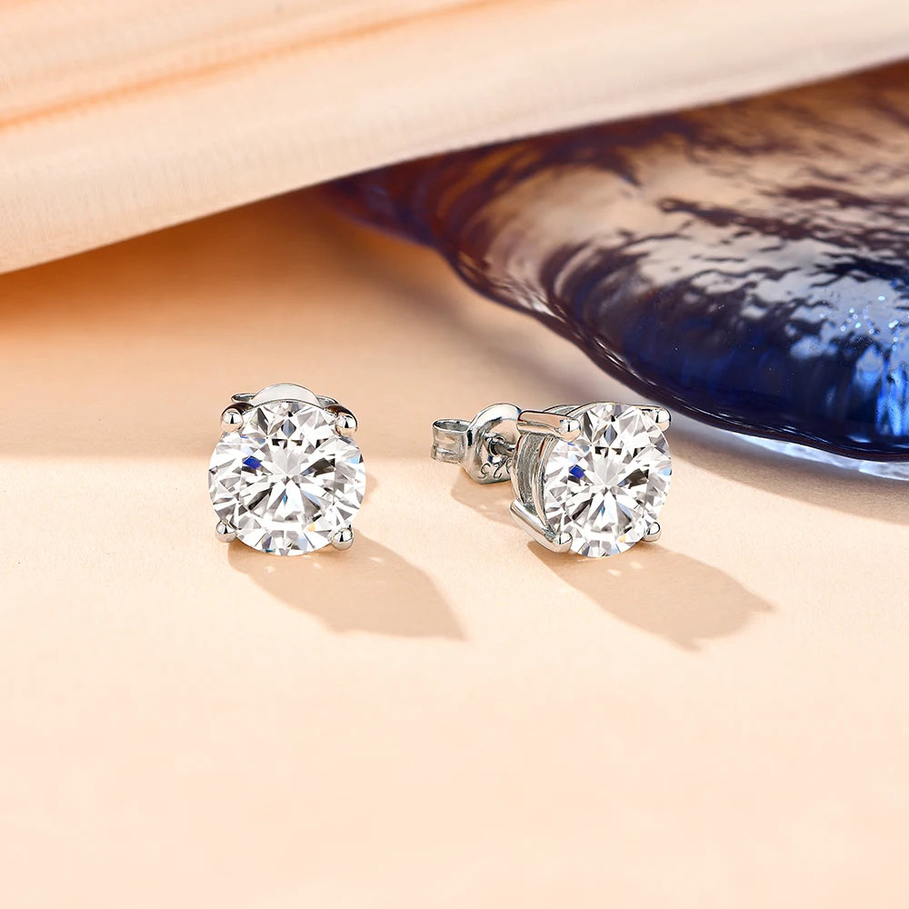 Sparkling Moissanite Stud Earrings – 925 Sterling Silver