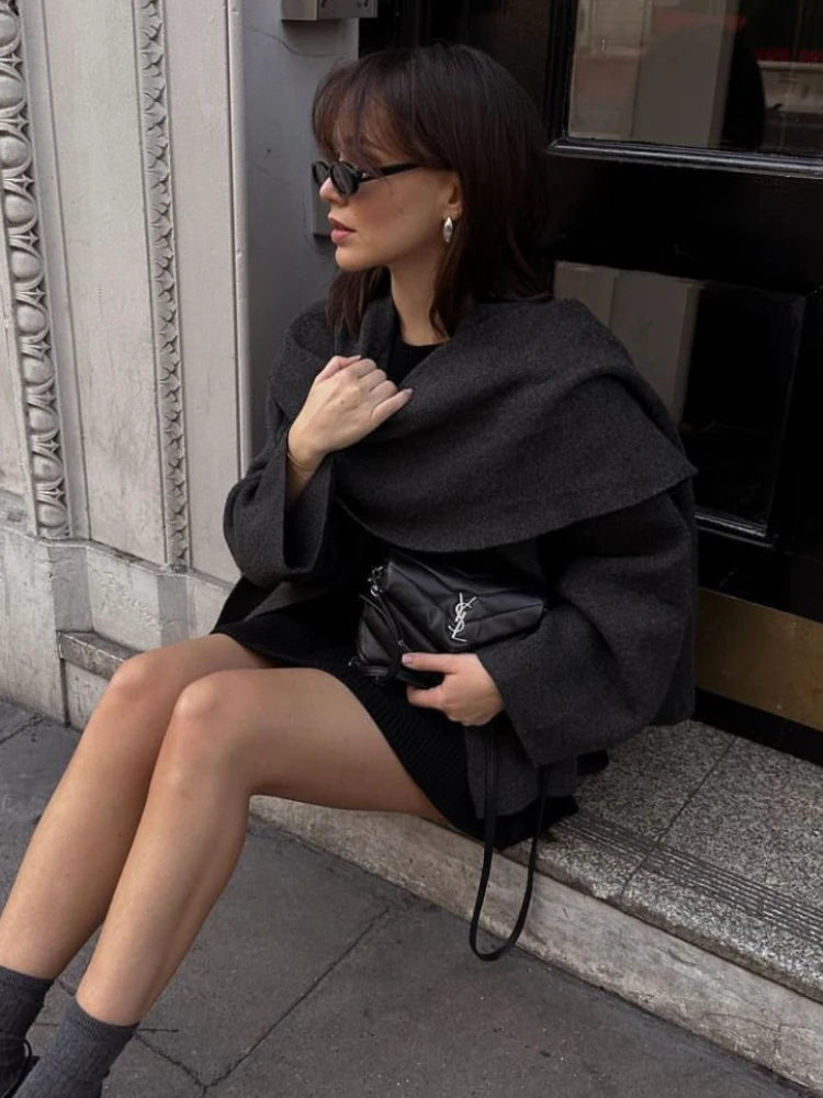 Women Loose Asymmetric Scarf Knit Jacket Solid Long Sleeve Single Button Side Slit Cardigan Fall Winter New Lady Outerwear