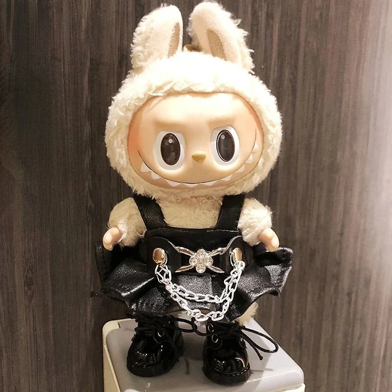 17cm Labubu I II Idol Dolls Cute Mini Plush Doll'S Clothes Korea Kpop Exo Idol Dolls DIY Accessories Gifts FEAR Hoodie Set