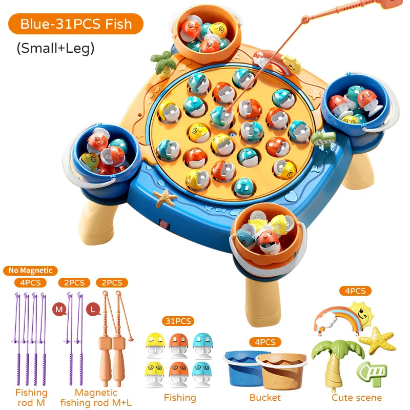 Kids Magnetic Fishing Play for Children Electric Fishing Toy Have Music Spinning Game Fish Rod Education Baby 3 Year Gifts