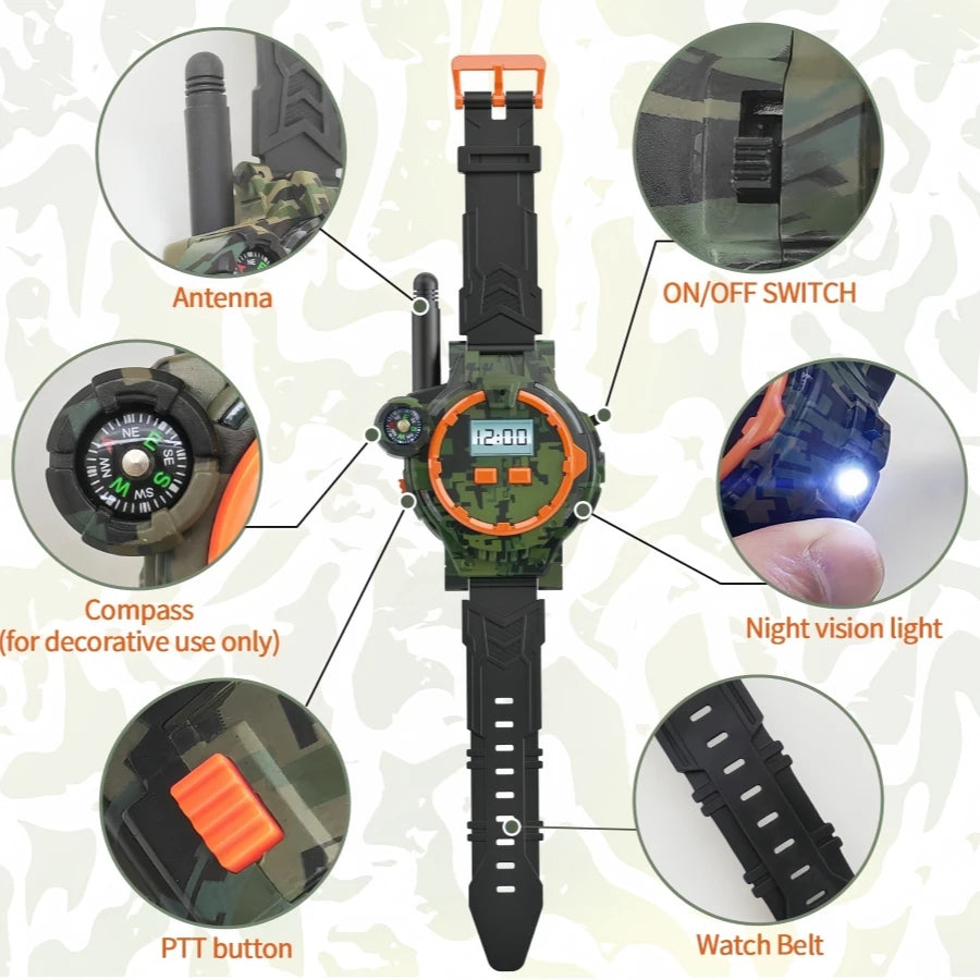 2PCS Rechargeable Walkie Talkies for Kids,Two-Way Radio Walky Talky with Flashlight and Compass,200 Meter Transmission Range,Out