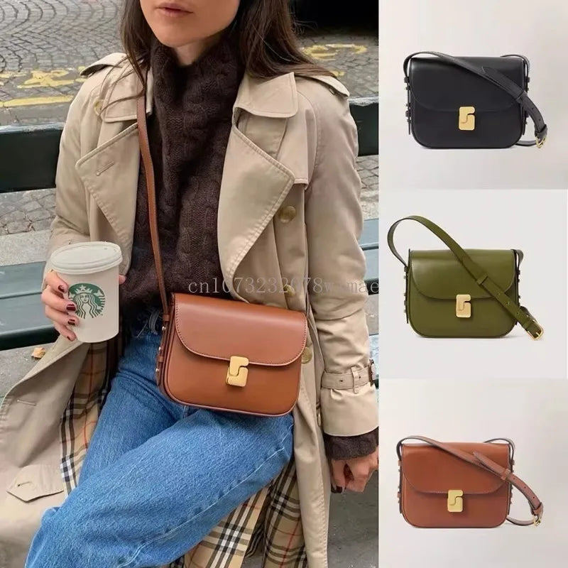 Genuine Leather Shoulder Bag for Women Crossbody Bag  Female Luxury Designer Bags Classic Crossbody Square Bags Commuting Bag