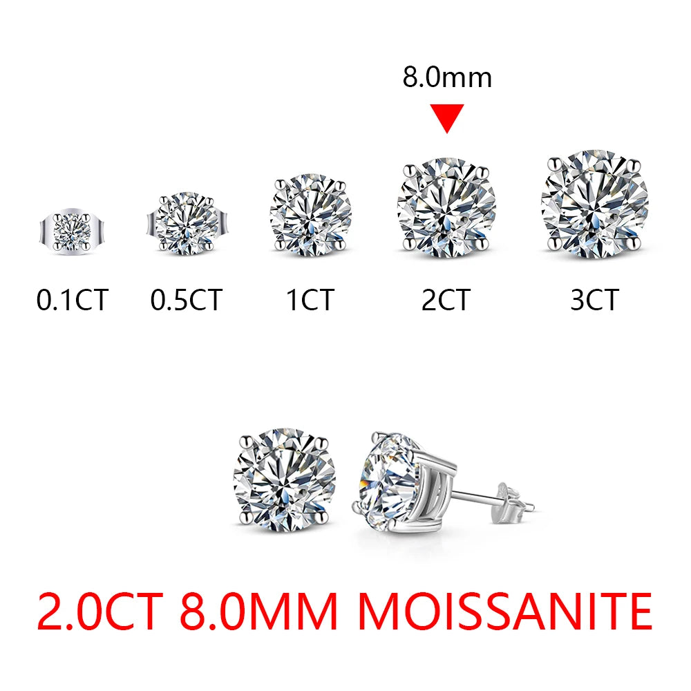Sparkling Moissanite Stud Earrings – 925 Sterling Silver