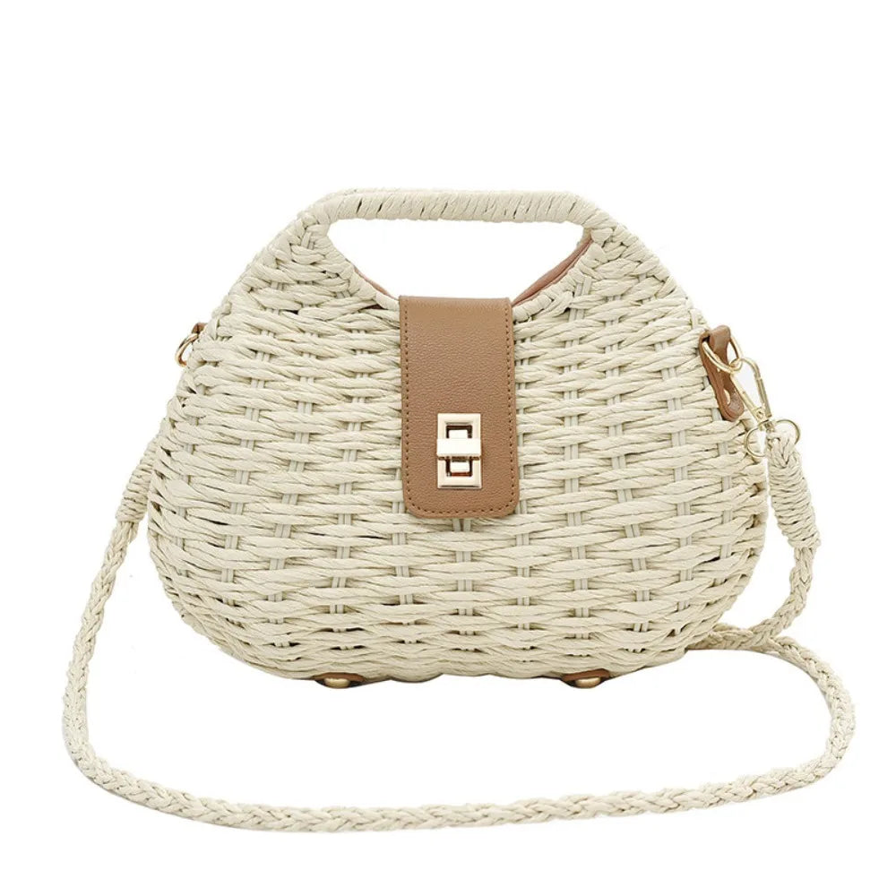 Woven Elegant Straw Woven Bag New Solid Color Shoulder Bag Crossbody Bag