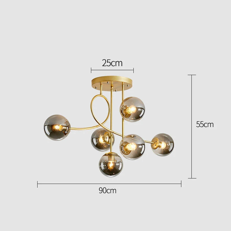 JUNYU Nordic Modern Magic Bean Glass Ceiling Chandelier LED Gold/Black Luxury Pendant Light for Living Room Bedroom Home Decor