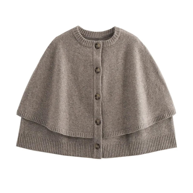 TRAF Knit Cape Cardigan for Women Shawl Winter Coats woman 2024 Cropped Coat Ponchos for Women Fashion Outerwear Cloaks of Woman