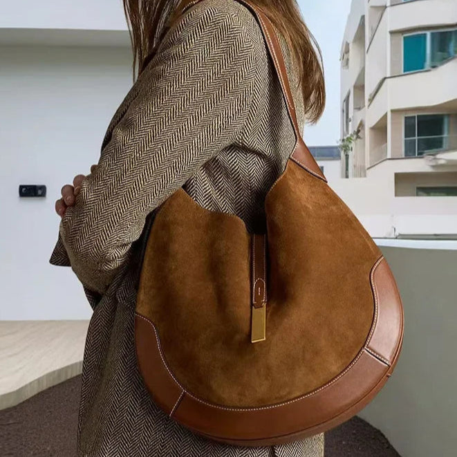 Trendy Cross-Border Women's Underarm Chamois Leather Ruffle Design Dumpling Bag Tote Bag Moon Shark Bag Handbag Chic Style